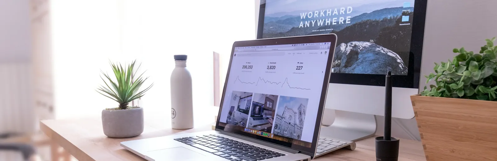 Office desk with laptop